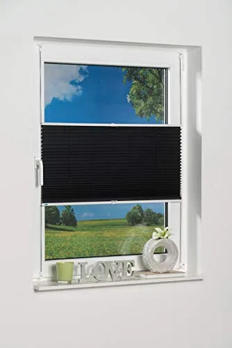 Khome Klemmfix-Plissee Anthrazit B25 x H130 cm (B x L) Lichtschutz Moderne Crushed Optik