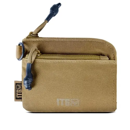 Geldbörse Klein, Münzbörsen 500D Cordura Kleiner Geldbeutel Portemonnaie mit Reißverschluss für Herren und Damen, Coyote Braun