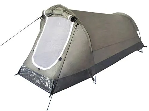 MFH Tunnelzelt Schwarzenberg Oliv - Praktisches Tunnelzelt für 1 Person, ideal für Sommer Camping und Festivals. Mit Moskitonetzeingang und wasserdichtem Boden für optimalen Schutz.