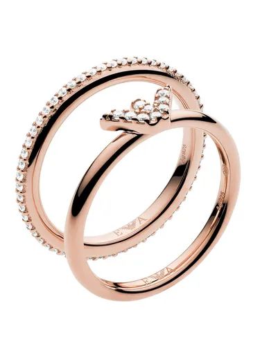 EMPORIO ARMANI Damen Steckring aus Sterlingsilber - Eleganter Steckring in roségoldfarbenem Sterlingsilber, perfekt für stilvolle Anlässe und als besonderes Accessoire für Damen.
