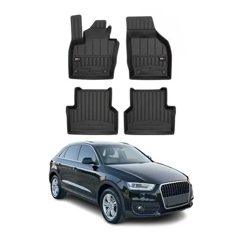 OMAC Premium 3D Gummi Fußmatten für Audi Q3 8U (2011-2018) - 4-teiliges Set hochwertiger, wasserfester Fußmatten mit Antirutsch-Technologie. Perfekte Passform für Audi Q3, leicht zu reinigen und ideal für alle Wetterbedingungen.