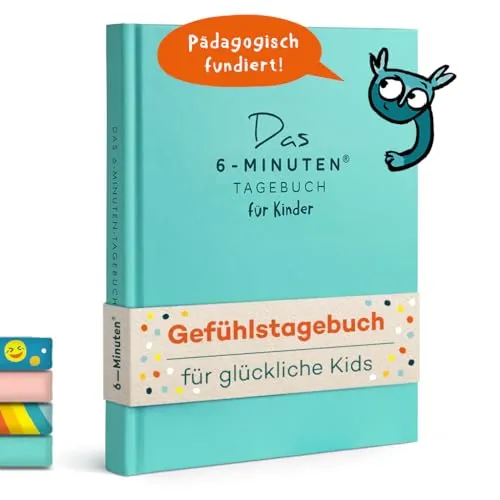 6-Minuten Gefühlstagebuch für Kinder 6-12 Jahre - Tagebuch für Kinder zur Förderung von Dankbarkeit, Achtsamkeit und Selbstbewusstsein. Ideal zum Schulstart, um emotionale Intelligenz und mentale Gesundheit spielerisch zu stärken.