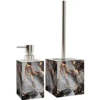 Sanilo Badaccessoire-Set Marmor Abstrakt, 2-tlg. WC-Bürste & Seifenspender - Bad-Accessoires Set mit hochwertigem, modernem Design und auswechselbarem Bürstenkopf. Ideal zur individuellen Gestaltung Ihres Badezimmers.