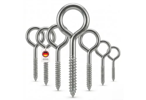 HOOZ Ringschrauben Ösenschrauben Set verzinkt Holz Wand- & Deckenhaken Ø 6x 80 mm - 15 St, (Augenösenschraube, 15 St., Einschraubhaken Ring), Belastbare Schraubhaken Ring aus robustem Stahl mit Holzgewinde