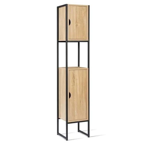 IDMarket Badezimmer-Säulenschrank Detroit mit 2 Türen