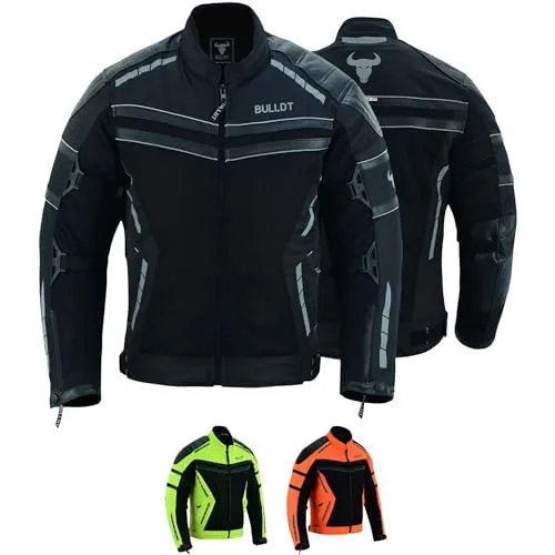 BULLDT Herren Motorradjacke Sommer mit CE-Protektoren & Thermo-Futter - Leichte Sommerjacke in Schwarz mit Tech-Mesh-Netz für optimale Belüftung. 360° Sicherheits-Reflektoren und 6 praktische Taschen sorgen für Komfort und Schutz während der Fahrt.