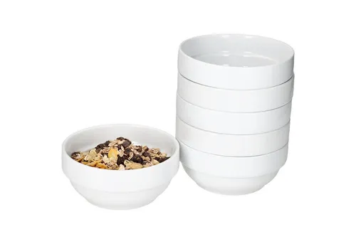 MamboCat Servierschale 6er Set Tommy Ø14,2cm - Elegante Porzellan-Schalen für stilvolles Servieren, stapelbar und platzsparend – ideal für Müsli, Salate und Snacks. Perfekt für Zuhause oder Gastronomie.