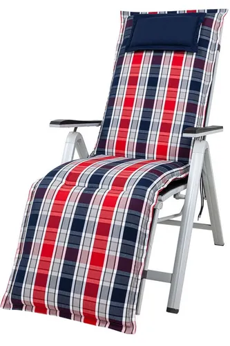 KETTtex Sesselauflage Relaxliege Rom 2128 rot-blau-grau kariert 170x50x9 cm KETTtex