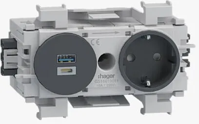 tehalit Steckdose + USB-Charger A+C 15W von Hager