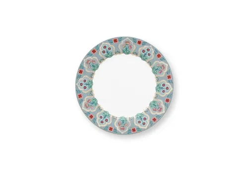PiP Studio Frühstücksteller Flower Festival Frühstücksteller Light Blue 21 cm, Plate Flower Festival Deco Light Blue 21cm