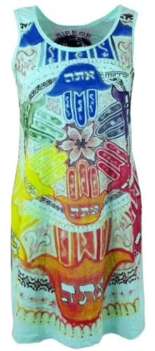 GURU SHOP Mirror Top, Longshirt, Minikleid - Mandala/Türkis - Trendiges Longshirt aus hochwertiger Baumwolle mit einzigartigem Mandala-Druck, pflegeleicht und ideal für Musikfans.