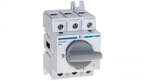 3P 63A HAC306 Lasttrennschalter - Fehlerstromschutz (RCD) mit 3 Polen, ideal für zuverlässige Stromtrennung und maximale Sicherheit in elektrischen Installationen.