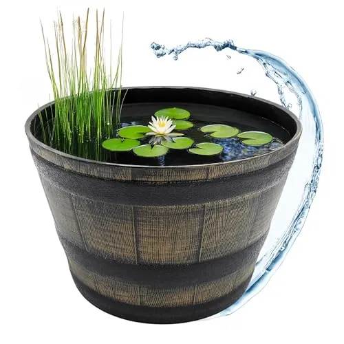 Kunststoff Blumenkübel in Eichenfass Optik braun