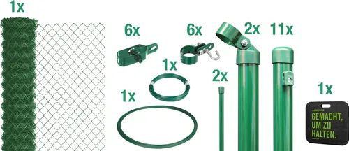 ALBERTS Set Maschendrahtzaun zum Einbetonieren, grün (1000 mm) - Maschendrahtzaun für zuverlässigen Grundstückschutz, witterungsbeständig und langlebig. Ideal für Gärten und große Flächen, einfache Installation und minimale Wartung.