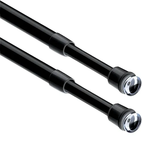 Stücke Gardinenstange zum Klemmen, Vorhangstange ohne bohren, Klemmstange für Gardinen, Teleskopstange zum Klemmen, durch Drehen Verstellbar, für Vorhänge Schränke Küchen - Schwarz (45-60CM) 2