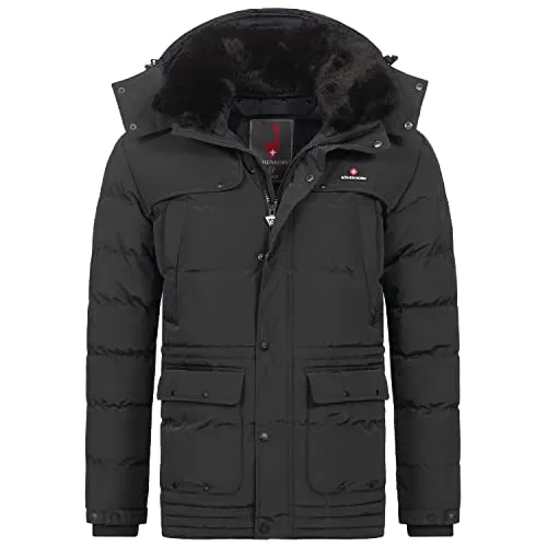 Höhenhorn 25G12 Achalm Herren Winter Jacke Schwarz Gr. M - Gefütterte Kapuze, winddicht und atmungsaktiv für optimalen Komfort bei kaltem Wetter