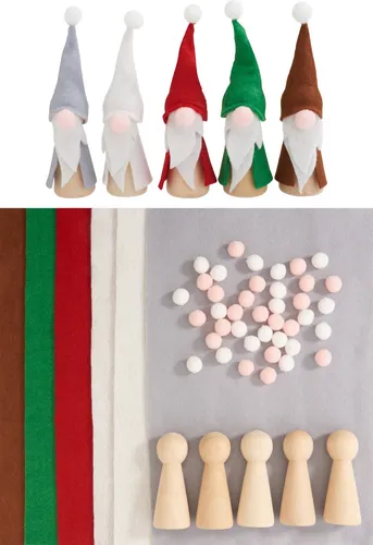 VBS Bastelset Figuren Wichtel 14 cm 5 Stück DIY Dekoration Weihnachten