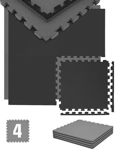 EYEPOWER Trainingsmatte 2cm Extra-Dick - 4 Große EVA Bodenmatten - Sportmatten für Dein Homegym: Die extra-dicke 2 cm Matte aus 4 Puzzle-Teilen ist rutschfest, schalldämmend und ideal für Fitness, Kampfsport und Kinder. Leicht zu verstauen und vielseitig einsetzbar.