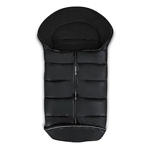 ABC Design Winterfußsack - Gepolsterter Fußsack für Kinderwagen (Black) - Fußsäcke für Kinderwagen mit flauschigem Innenstoff für wohlige Wärme, variabel an Gurt anpassbar und aus nachhaltig recycelten Materialien gefertigt.