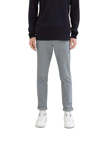 TOM TAILOR Denim Herren Chino Hose 1020451 - White Navy Dobby Yarn Dye - Herren-Jeanshosen mit optimaler Passform und hohem Tragekomfort, perfekt für jeden Anlass.