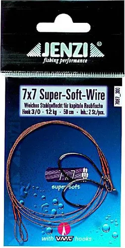 Jenzi 2 Stück Stahlvorfach 7x7 black-nickel  50 cm 15kg Gr. 5/0