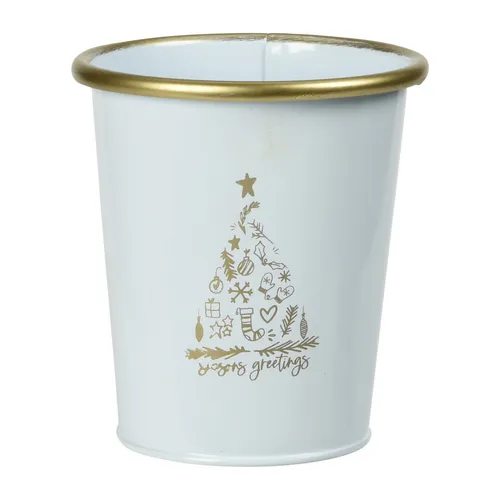 Metalleimer für Weihnachten, weiß, 10 x 11 cm