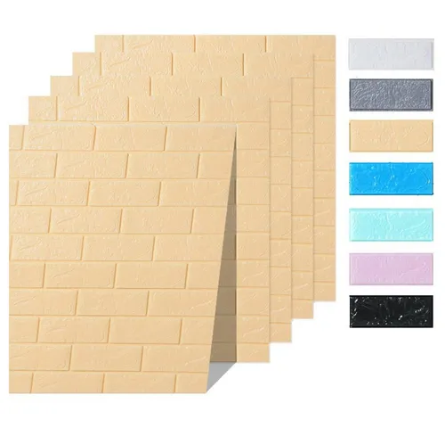 HOOZ Wandpaneel 5x Wandpaneele 3D-Ziegelsteinoptik 77x70x0,5 cm selbstklebend - gelb, BxL: 77x70 cm, (5-tlg)