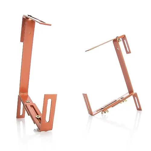 BigDean 2x Blumenkastenhalterung Metall Terracotta für Balkon und Geländer | Blumenkastenhalter einfache Befestigung für Pflanzkästen & Blumenkästen 3 Fach verstellbarer Kastenhalter Balkonkastenhalter
