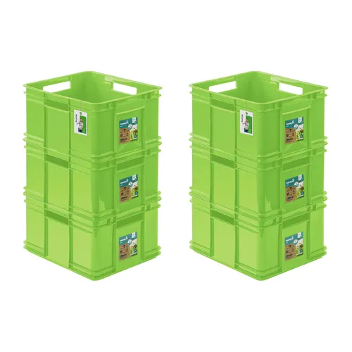 6x Box Behälter Stapelbox PAFEN grün 28L Eco Eurobox Stapelkasten Transport PP