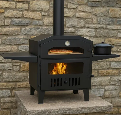 ECOfoxx Grillkamin Pizza-Ofen - Grillkamin für Garten und Terrasse, sorgt für gemütliche Wärme und ist ideal zum Kochen und Backen im Freien.