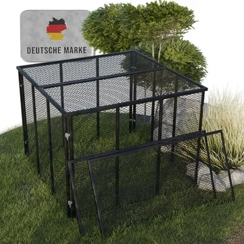 Heimfleiss® Komposter Garten Metall 750L mit Deckel & Boden in schwarz von Heimfleiss