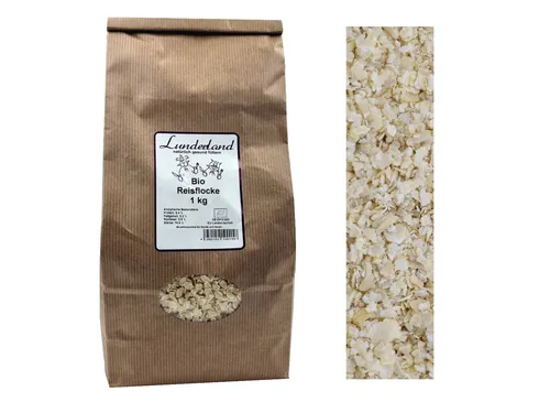 Lunderland Bio Reisflocke 1kg 100 % geschälter flockierter Rundkornreis f. Hunde