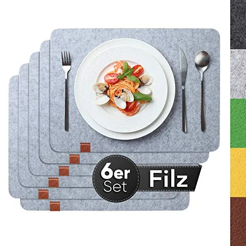 Loco Bird Platzset Tischset aus Filz, 6er Set in grau von Sidorenko