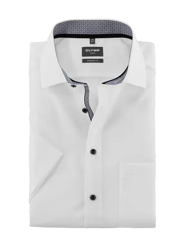 OLYMP Herren Oberhemd Langarm Luxor Natté - Modern Fit in Weiß - Herrenhemden mit modern fit und Natté-Muster, ideal für einen eleganten Look im Büro oder Freizeit. Pflegeleicht und bequem im Tragen.