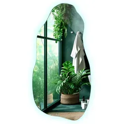 Tulup LED-Spiegel Blau – Asymmetrisch, 90x45 cm