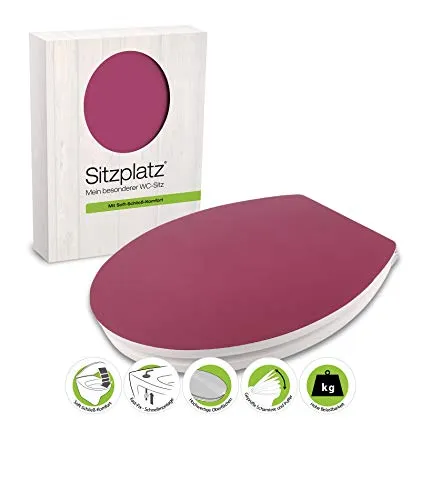 SITZPLATZ® WC-Sitz mit Absenkautomatik, buntes Dekor Acino, Gloss Toilettensitz mit Holzkern, Fast-Fix Schnellbefestigung, Standard O Form oval, Metallscharnier, Toilettendeckel glänzend, 40335 1