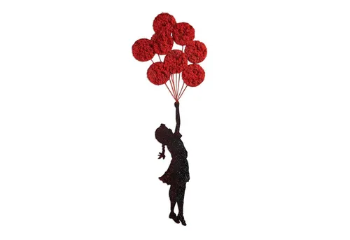 Wallity Wanddekoobjekt Mädchen mit Ballons – Dekoratives Metallobjekt 100×34 cm - Verleihen Sie Ihrem Raum mit diesem handgefertigten Wandobjekt aus Metall und Moos einen besonderen Akzent. Das detailreiche Design überzeugt durch Stabilität und passt perfekt in jeden Einrichtungsstil.