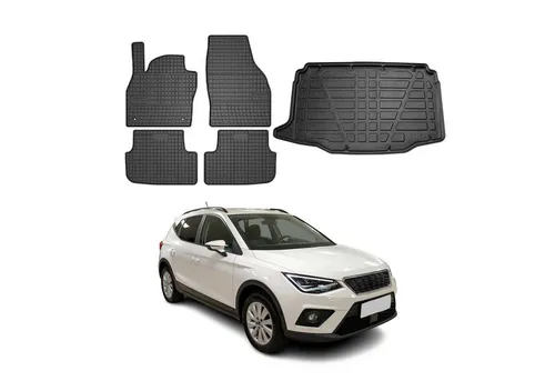 OMAC Auto-Fußmatten Kofferraumwanne Set für Seat Arona 2017-2025 - Automatten für Seat Arona 2017-2025, wasserdicht, rutschfest und leicht zu reinigen für optimalen Schutz und Komfort im Fahrzeug.