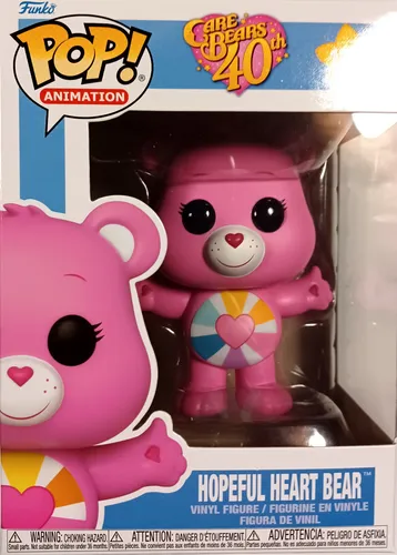 Funko Pop! Animation: CB40 - Hopeful Heart Bear, leuchtet im Dunkeln und 9 cm große Vinyl-Sammelfigur in Schaufensterbox, perfekte Geschenkidee für Care Bears-Fans