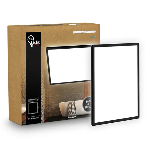 LED Deckenlampe Panel Bad Deckenleuchte Flach IP44 Neutralweiß 29cm Schwarz