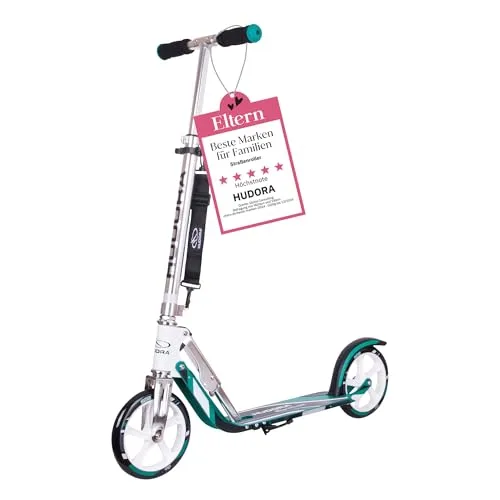 Hudora BigWheel 205 – Klappbarer Roller für Erwachsene - Roller / Kickboards – Stabiler Aluminium-Roller mit höhenverstellbarem Trittbrett für maximalen Fahrspaß und Sicherheit dank Grip-Tape und Hinterradbremse.