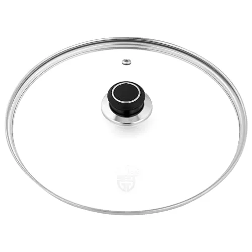 GRÄWE Glasdeckel mit Edelstahlring Ø 28 cm inkl. Dampfaustritt, spülmaschinengeeignet, Topfdeckel, Pfannendeckel, Universaldeckel, hitzebeständiger Deckel