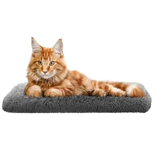 Katzen Fensterliege Fensterbank rutschfest - Katzenbett Fensterbank 60x25 cm - Weich & Kuschelig - Fensterliege für Katzen Selbstheizende Katzendecke - Waschbarer Bezug (Grau)