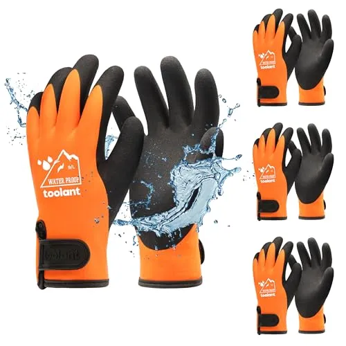toolant 100% Waaserdichte Arbeitshandschuhe für Herren und Damen, Arbeitshandschuhe Winter für kaltes Wetter, Touchscreen, Warme Thermohandschuhe (3 Paare)