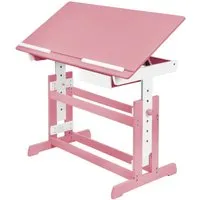tectake Kinderschreibtisch mit neigbarer Tischplatte, pink