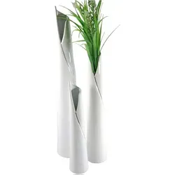 GlasArt Dekovase Blumenvase Vase Schlank weiß schlicht edel 30-50cm hoch, Wohnzimmer 50 cm
