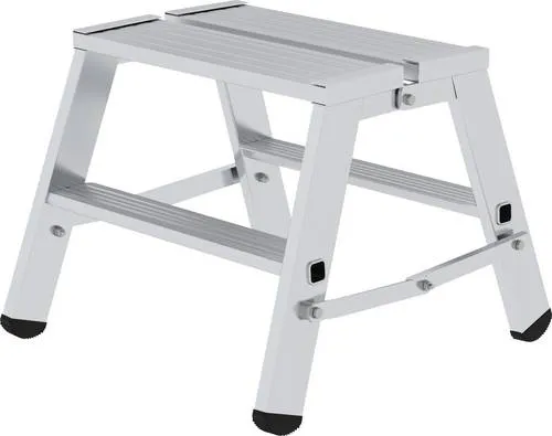 MUNK Klapptritt 50094, Aluminium Arbeitspodest mit 2 Stufen - Leiter für bis zu 150 kg, beidseitig begehbar mit rutschhemmenden Fußkappen, ideal für schnelle Einsätze und Made in Germany.