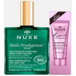 Nuxe Huile Prodigieuse Neroli - Multi-Purpose Dry Oil 100ml - Ganzkörperpflege mit 100ml Multi-Purpose Dry Oil und 30ml Shampoo für strahlendes Haar, ideal für die tägliche Anwendung.