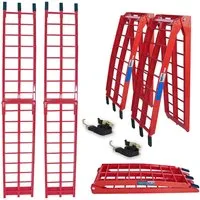 TRUTZHOLM Klappbare Auffahrrampe 180 cm - 680 kg Traglast - Auffahrrampen aus stabilem Aluminium, klappbar und leicht, ideal für den Transport von Motorrädern und Kleinfahrzeugen. Mit geriffelten Einzelstäben für sicheren Halt und zwei Spanngurten im Lieferumfang.