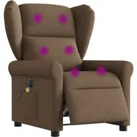 vidaXL Massagesessel Elektrisch Braun Stoff - Bequemer Massagesessel mit elektrischer Liegefunktion und 6-Punkt-Vibrationsmassage für ultimative Entspannung. Ideal für dein Wohnzimmer oder Home Office.